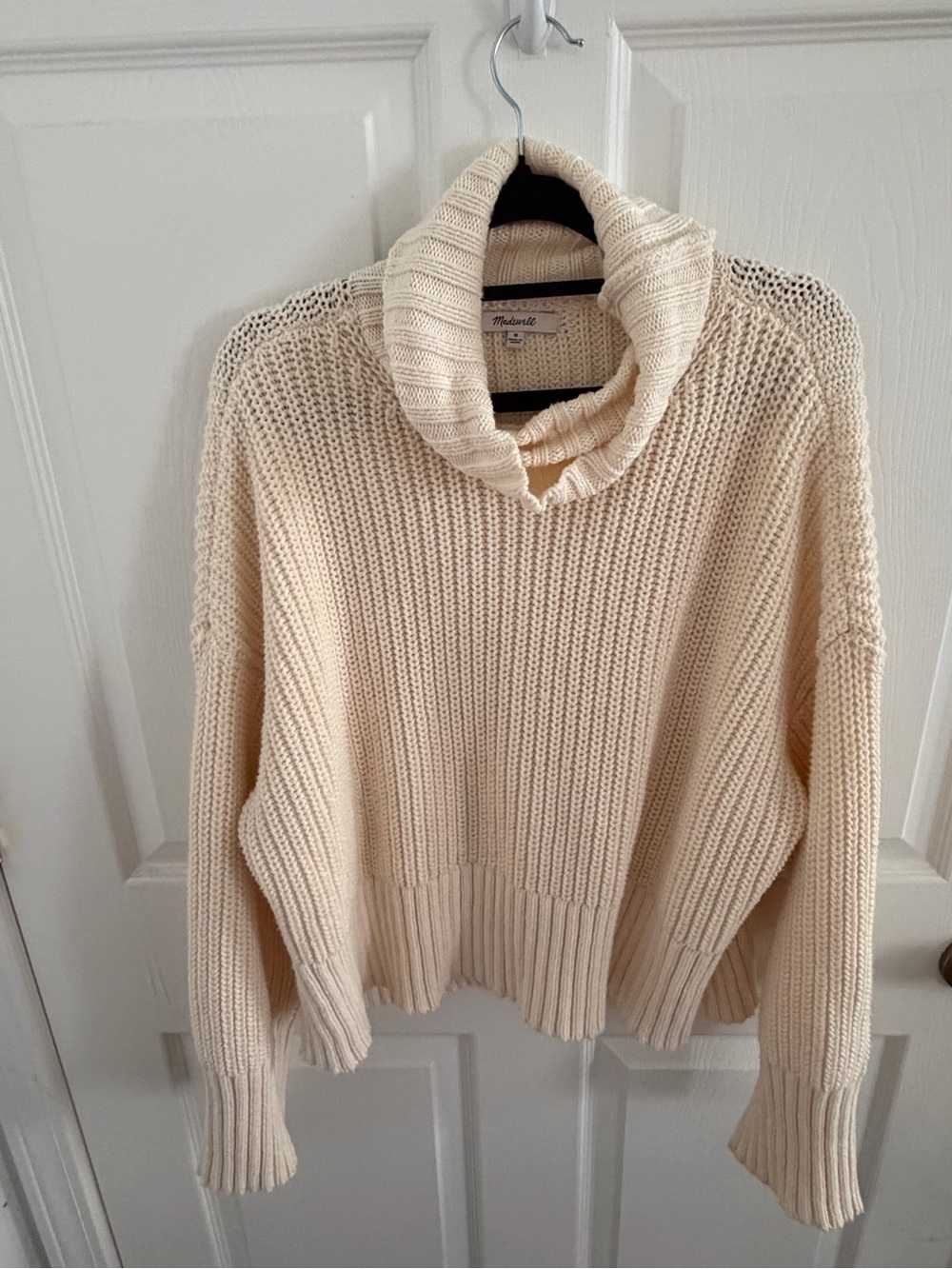 Madewell Cream Cable-Knit Turtleneck Sweater